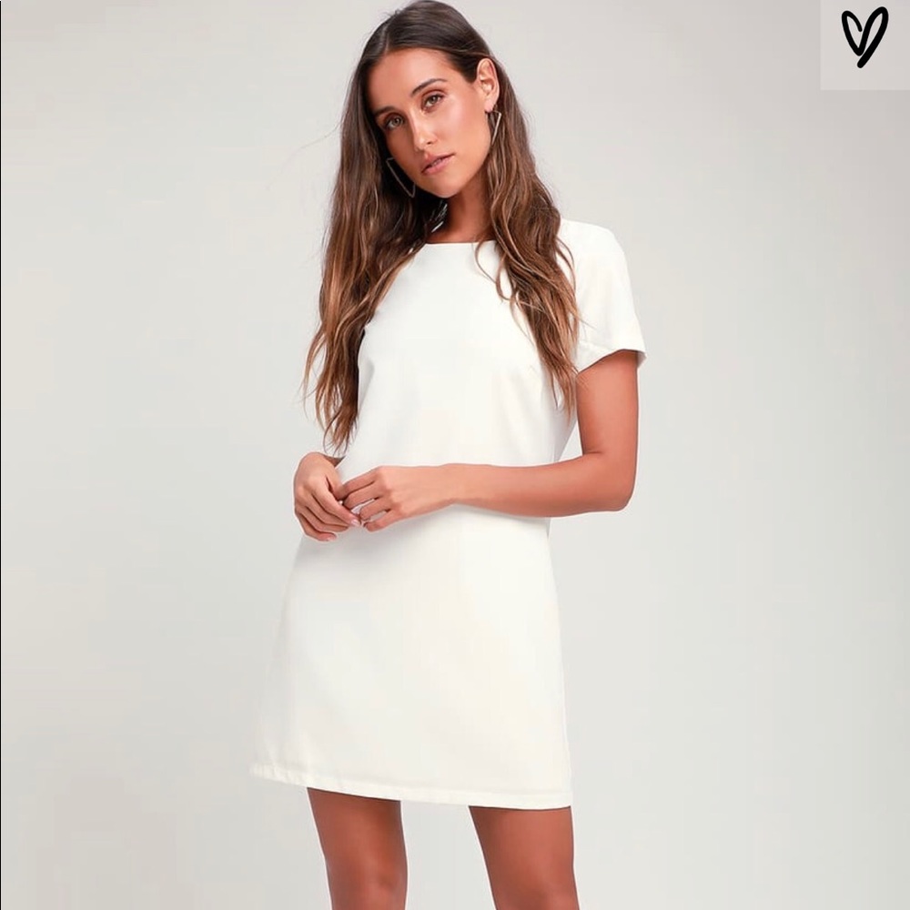 Lulus Shift and Shout Ivory Shift Dress
